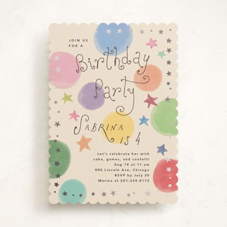 Foil-Pressed Children's Birthday Party Invitations