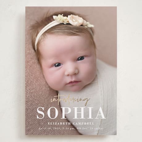 Foil-Pressed Grand Birth Announcements