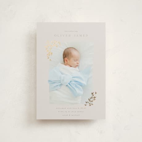 Foil-Pressed Birth Announcement Postcards