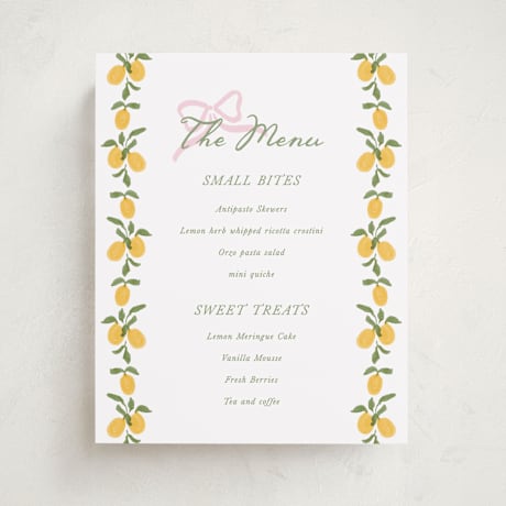 Baby Shower Menu Signs