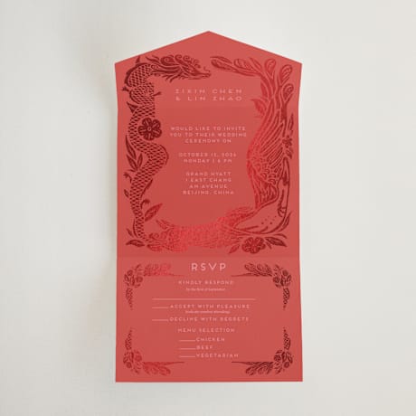 All-in-One Foil-Pressed Wedding Invitations