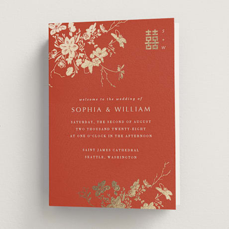 Foil-Pressed Religious and Cultural Folded Wedding Programs