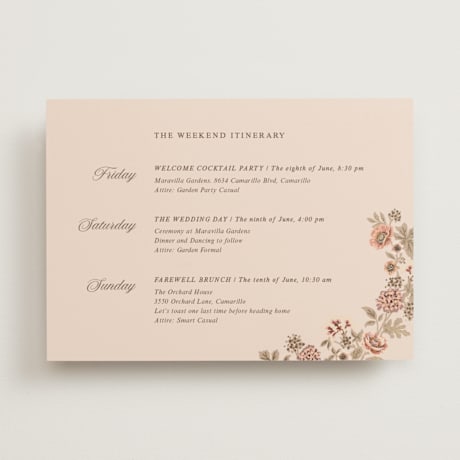 Foil-Pressed Wedding Weekend Itinerary Cards