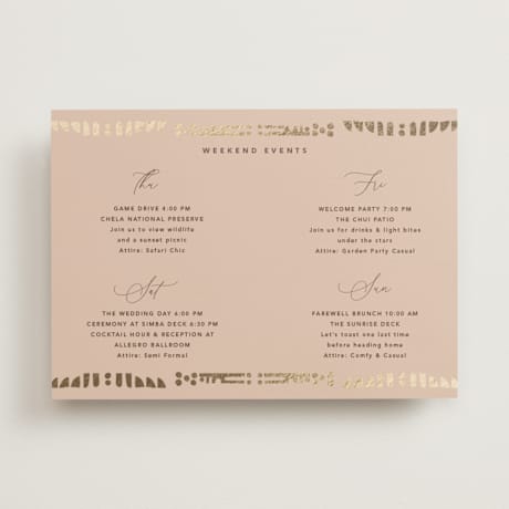 Foil-Pressed Wedding Weekend Itinerary Cards