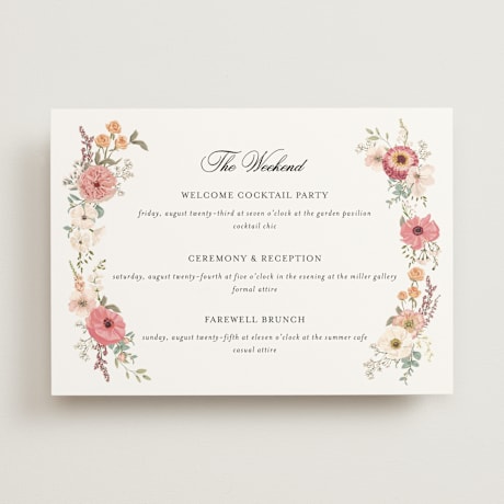 Wedding Weekend Itinerary Cards