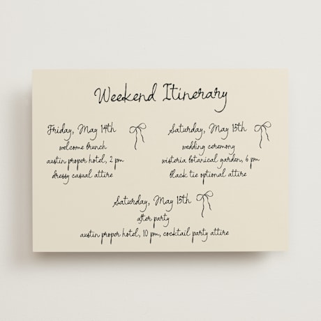 Wedding Weekend Itinerary Cards