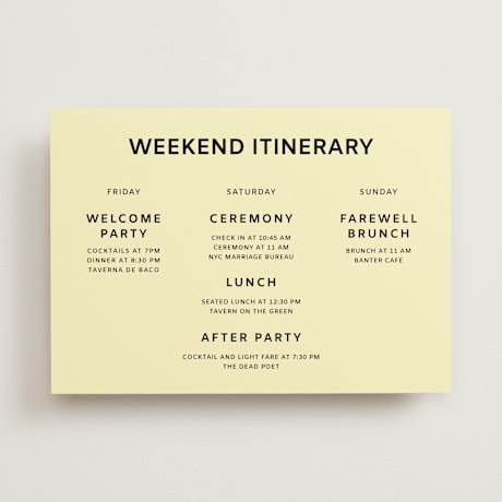 Wedding Weekend Itinerary Cards