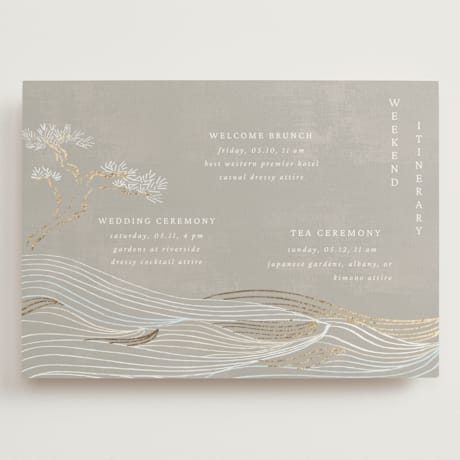 Foil-Pressed Grand Wedding Weekend Itinerary Cards