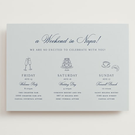 Grand Wedding Weekend Itinerary Cards