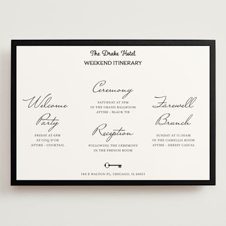 Grand Wedding Weekend Itinerary Cards