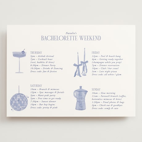 Grand Wedding Weekend Itinerary Cards