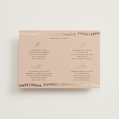 Foil-Pressed Petite Wedding Weekend Itinerary Cards