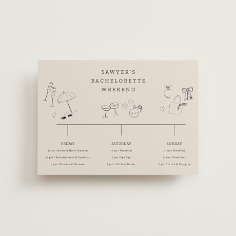 Petite Wedding Weekend Itinerary Cards