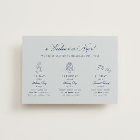 Petite Wedding Weekend Itinerary Cards