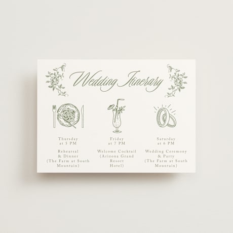 Petite Wedding Weekend Itinerary Cards