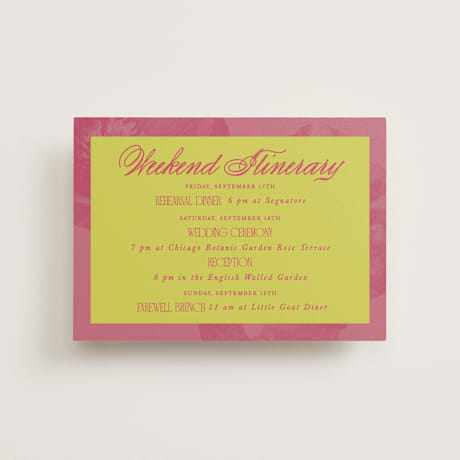 Petite Wedding Weekend Itinerary Cards