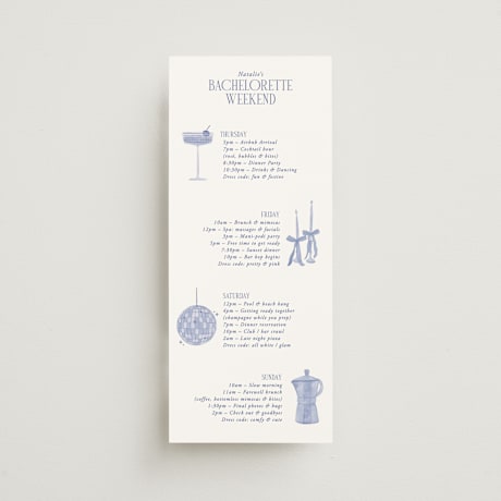Tall Wedding Weekend Itinerary Cards