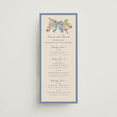 Tall Wedding Weekend Itinerary Cards