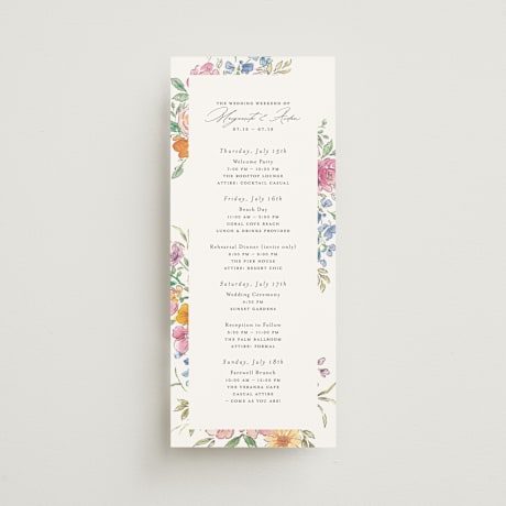Tall Wedding Weekend Itinerary Cards