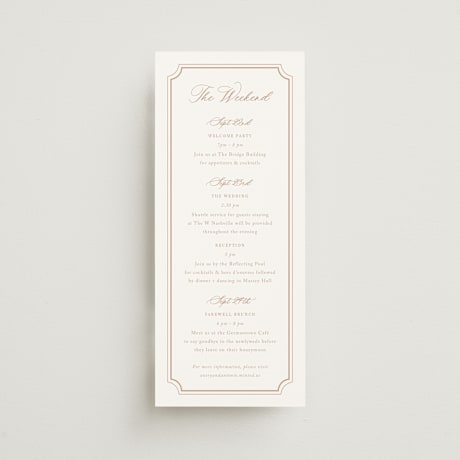 Tall Wedding Weekend Itinerary Cards