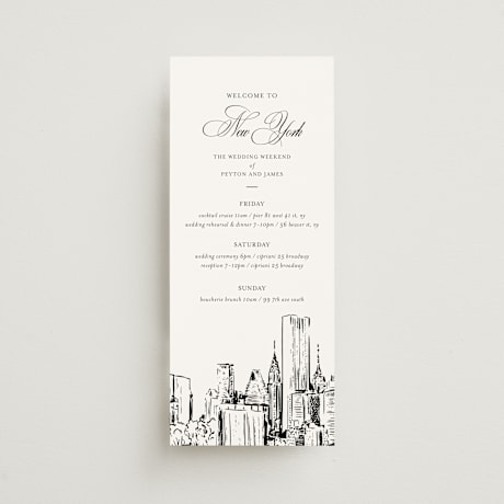 Tall Wedding Weekend Itinerary Cards