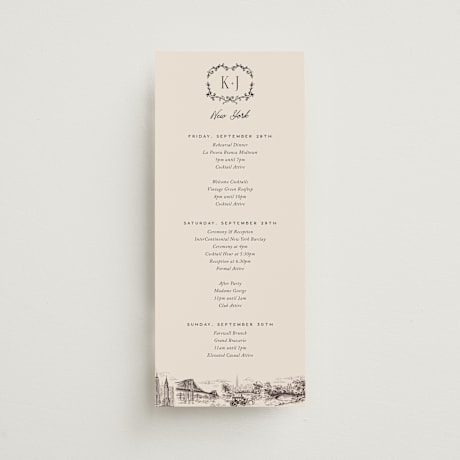 Tall Wedding Weekend Itinerary Cards