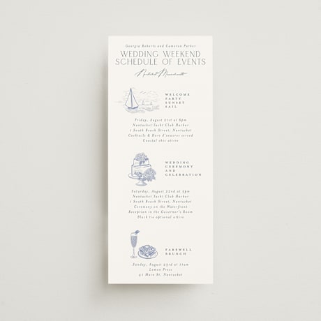 Tall Wedding Weekend Itinerary Cards