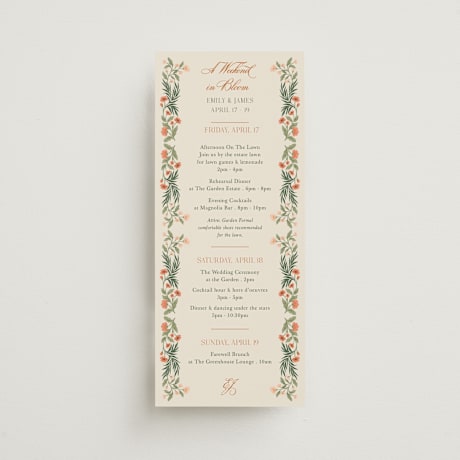 Tall Wedding Weekend Itinerary Cards