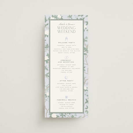 Tall Wedding Weekend Itinerary Cards