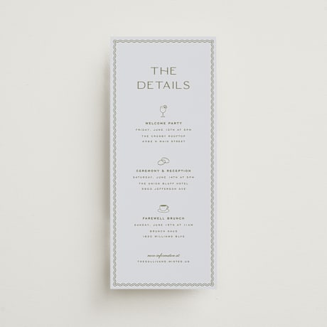 Tall Wedding Weekend Itinerary Cards