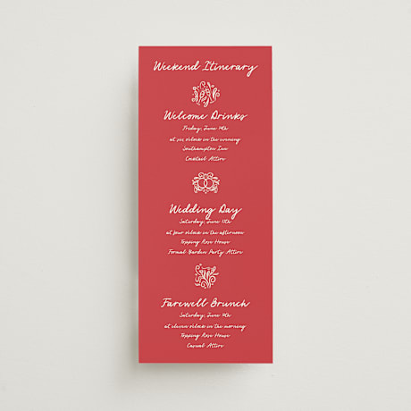 Tall Wedding Weekend Itinerary Cards