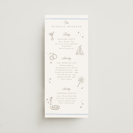 Tall Wedding Weekend Itinerary Cards