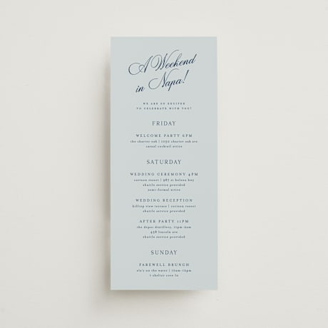 Tall Wedding Weekend Itinerary Cards
