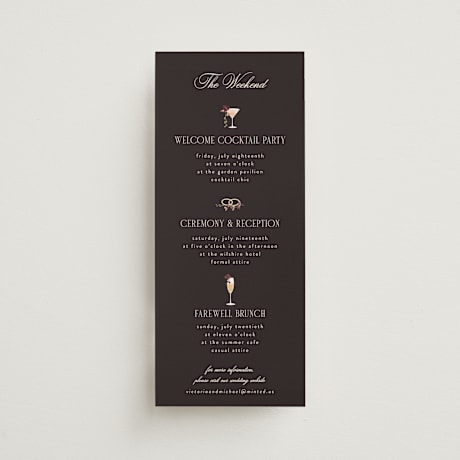 Tall Wedding Weekend Itinerary Cards