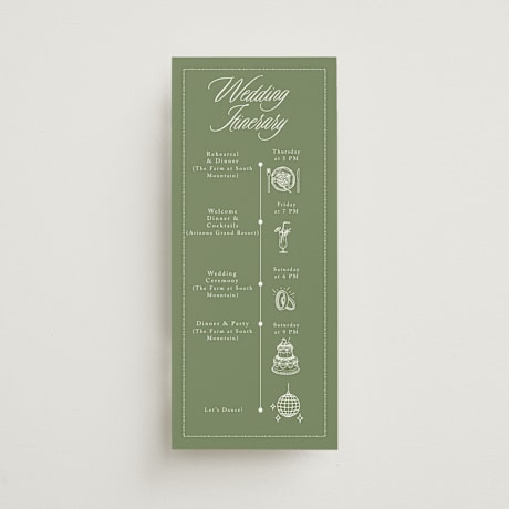 Tall Wedding Weekend Itinerary Cards
