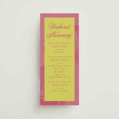 Tall Wedding Weekend Itinerary Cards