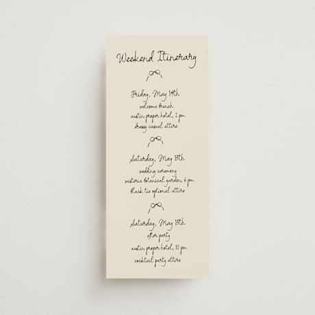 Tall Wedding Weekend Itinerary Cards