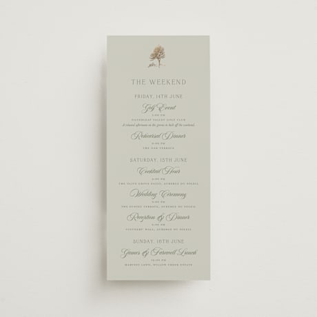 Foil-Pressed Tall Wedding Weekend Itinerary Cards