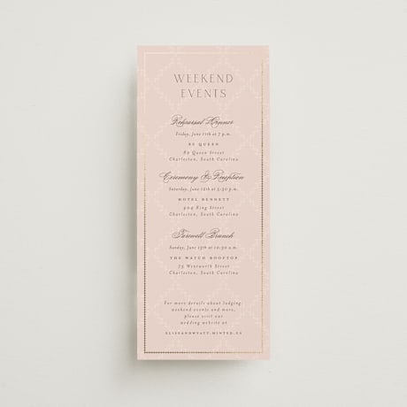 Foil-Pressed Tall Wedding Weekend Itinerary Cards