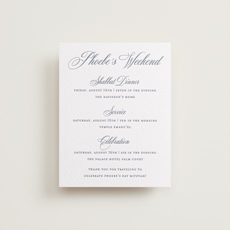 Letterpress Bar and Bat Mitzvah Direction Cards