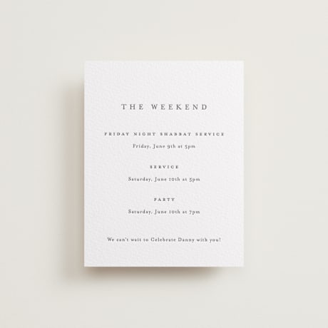 Letterpress Bar and Bat Mitzvah Reception Cards