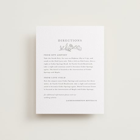 Letterpress Direction Cards