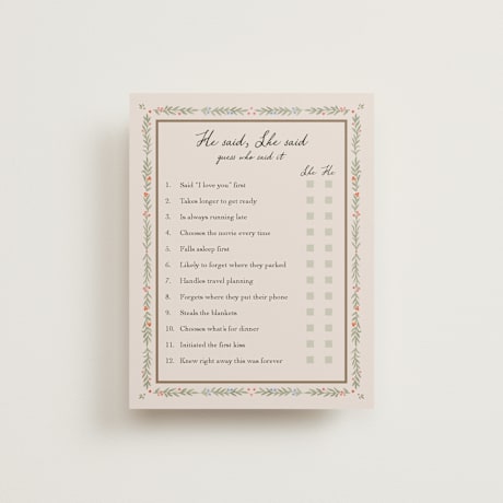 Bridal Shower Insert Cards