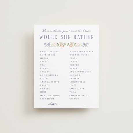 Bridal Shower Insert Cards