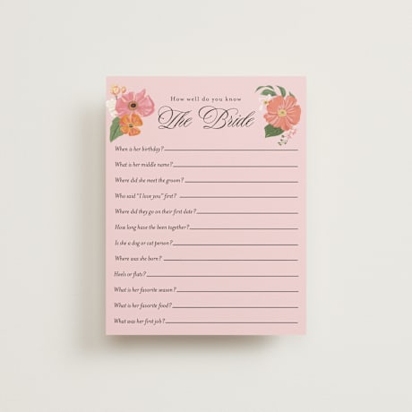 Bridal Shower Insert Cards