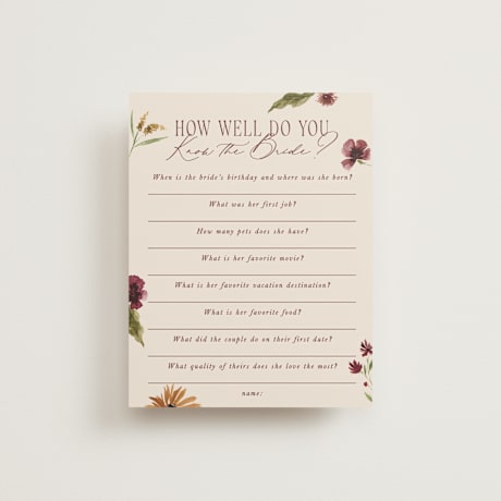 Bridal Shower Insert Cards