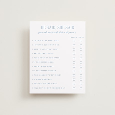 Bridal Shower Insert Cards