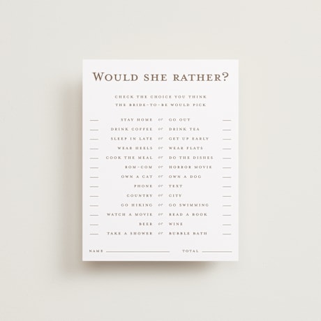 Bridal Shower Insert Cards