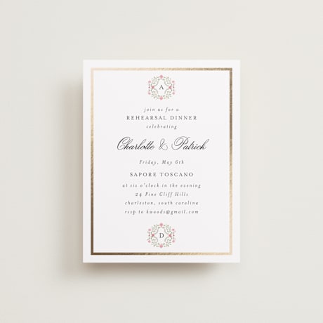 Foil-Pressed Rehearsal Dinner Cards
