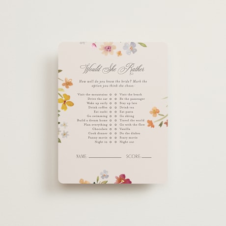 Bridal Shower Insert Cards